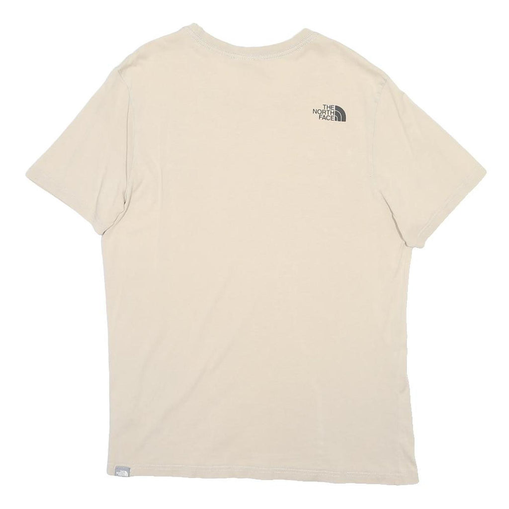 THE NORTH FACE Mens Beige Cotton Blend T-Shirt L Short Sleeve Crew Neck Logo