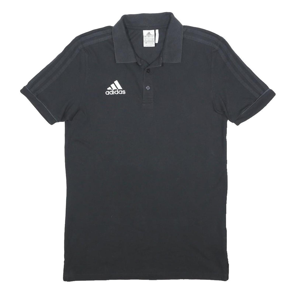 ADIDAS Mens Black Short Sleeve Plain M Polo Shirt Cotton Blend Sportswear