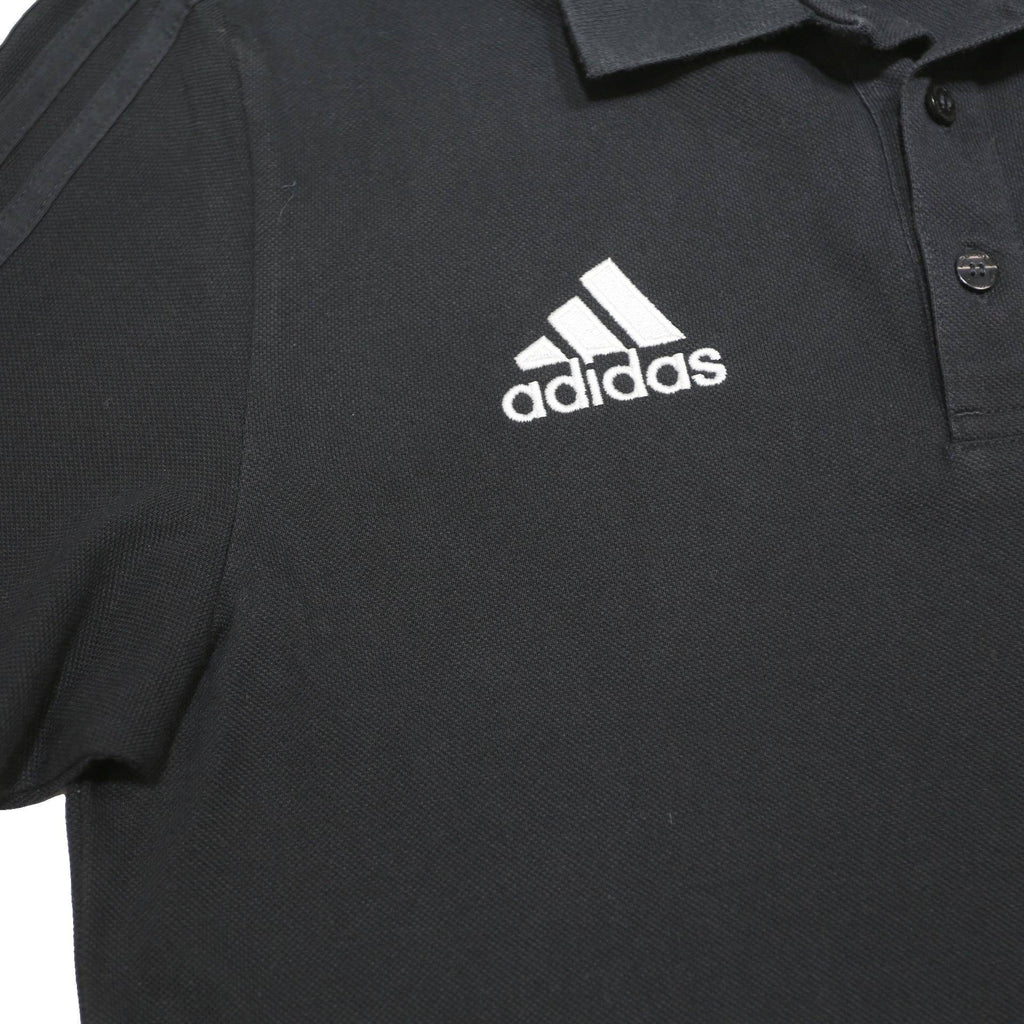 ADIDAS Mens Black Short Sleeve Plain M Polo Shirt Cotton Blend Sportswear