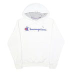 CHAMPION Mens White Pullover Hoodie S Classic Logo Cotton Blend Comfortable