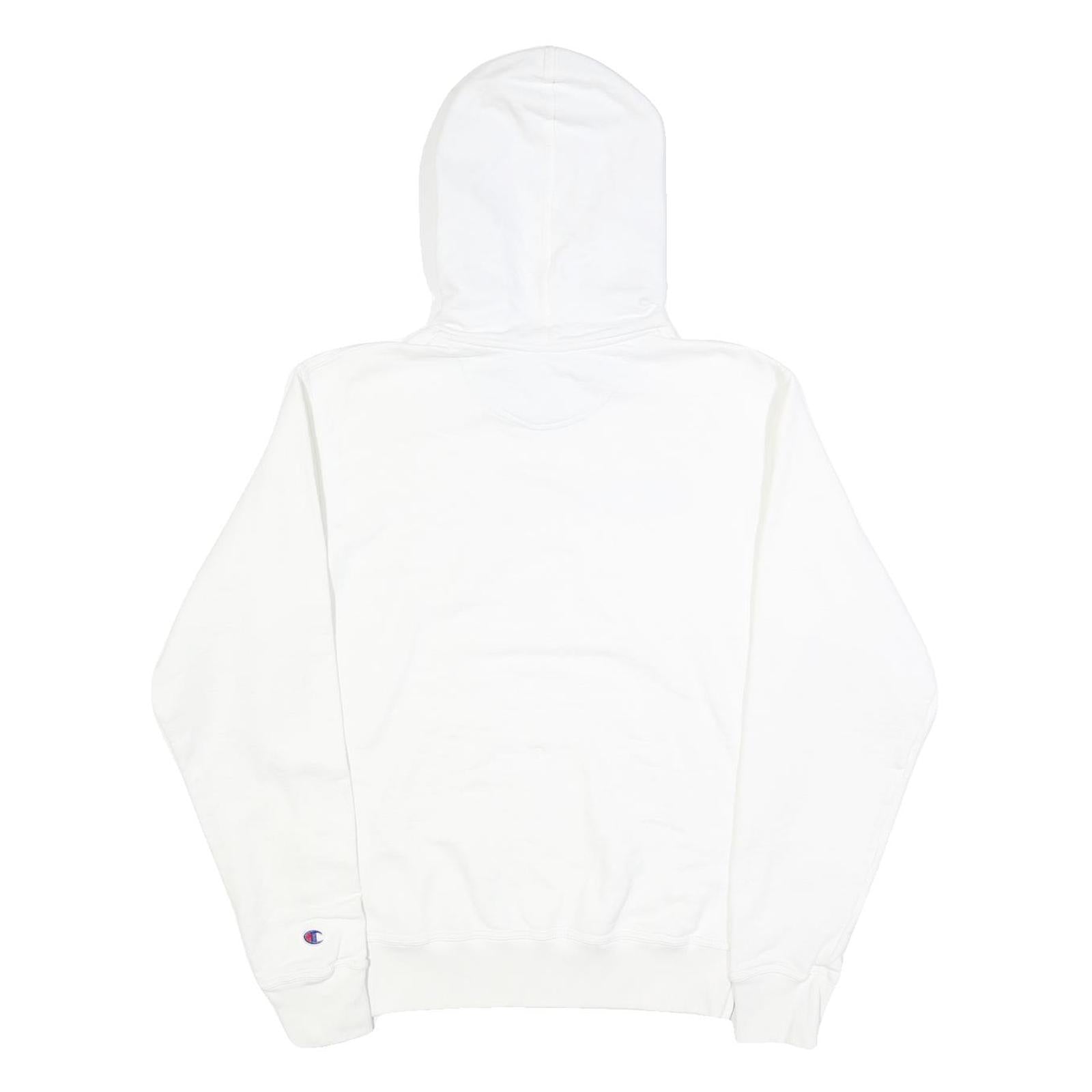 CHAMPION Mens White Pullover Hoodie S Classic Logo Cotton Blend Comfortable
