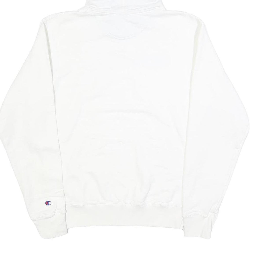 CHAMPION Mens White Pullover Hoodie S Classic Logo Cotton Blend Comfortable