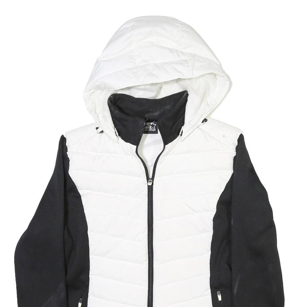 STARTER Womens White & Black Lightweight Zip Jacket M Polyester Blend Sport