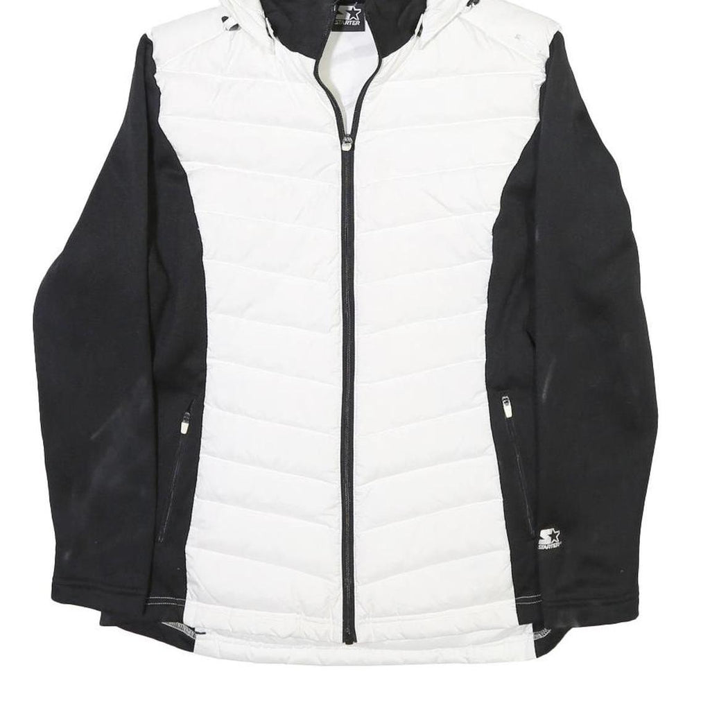 STARTER Womens White & Black Lightweight Zip Jacket M Polyester Blend Sport