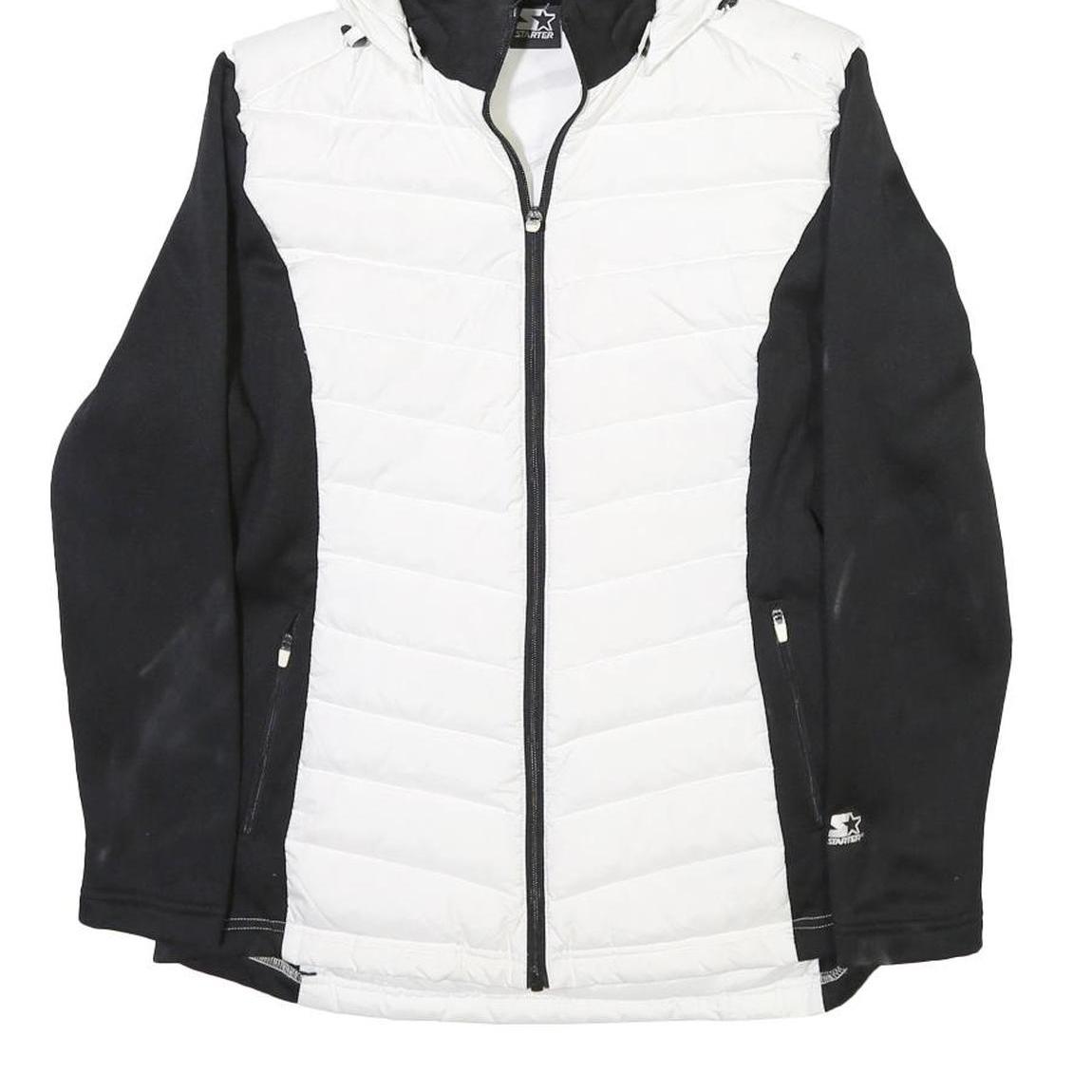 STARTER Womens White & Black Lightweight Zip Jacket M Polyester Blend Sport