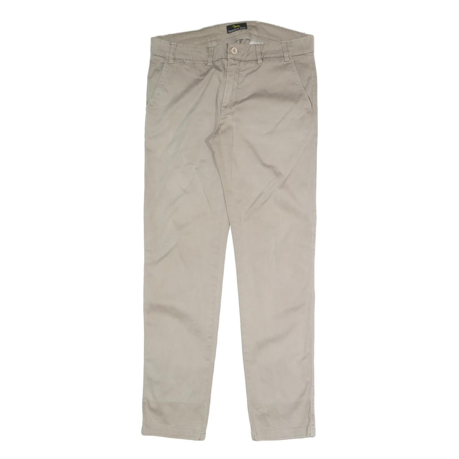 HAMMONT AND BLAINE Mens Slim Beige Cotton Blend Trousers W34 L31 Zip Closure