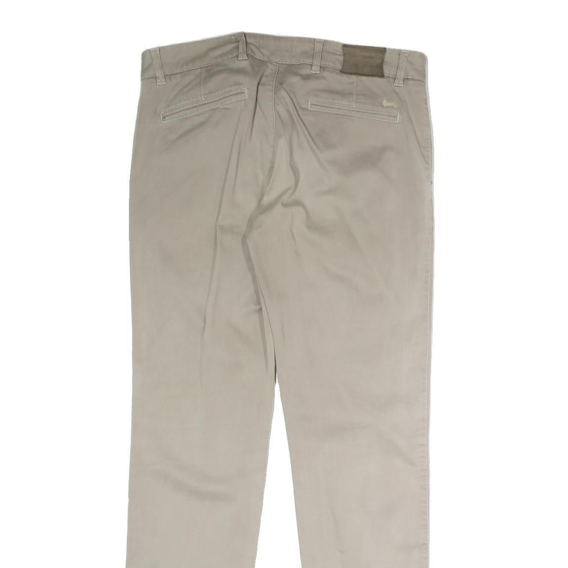 HAMMONT AND BLAINE Mens Slim Beige Cotton Blend Trousers W34 L31 Zip Closure