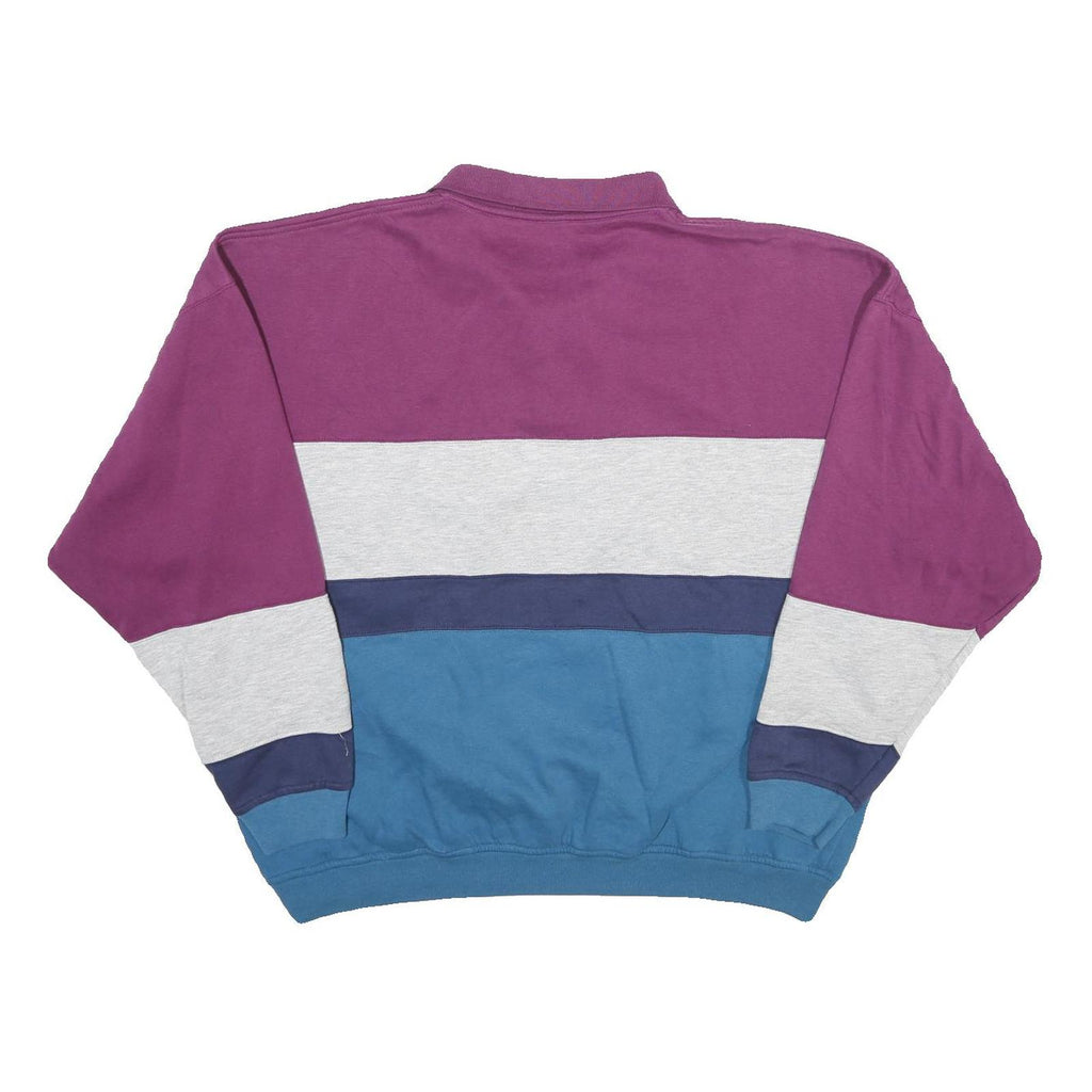 PENGUIN SPORT Womens Purple & Grey & Blue Collar 2XL Cotton Blend Sweatshirt