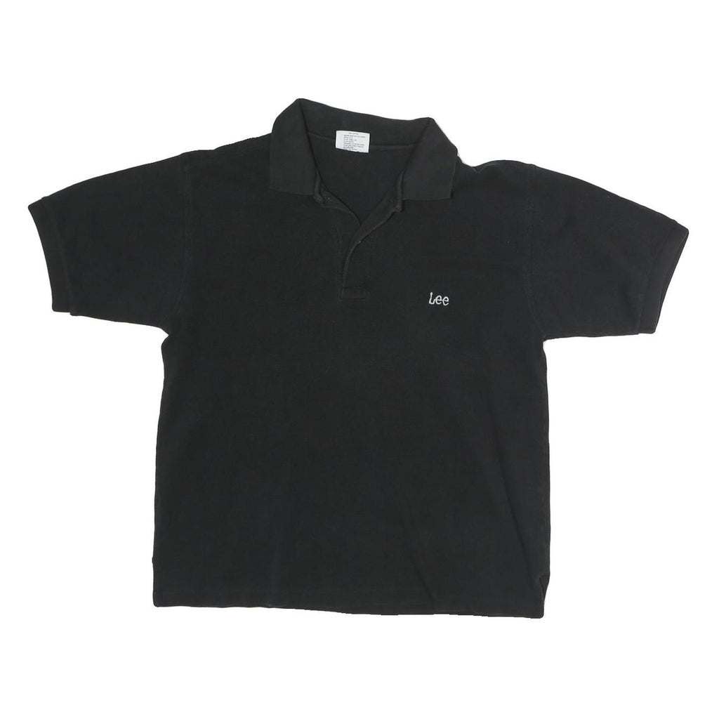 LEE Mens Black Cotton Short Sleeve Polo Shirt M Classic Comfort Casual