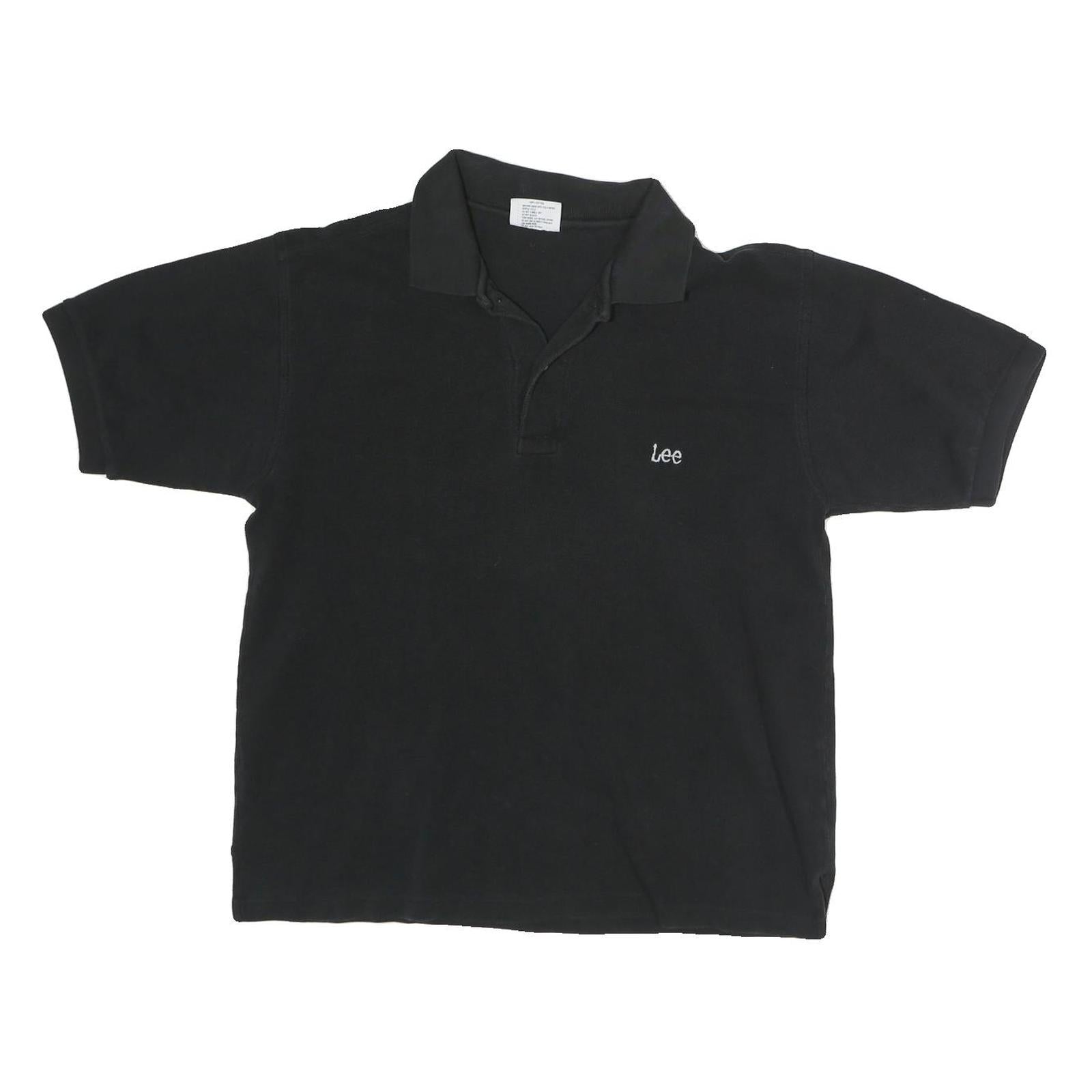 LEE Mens Black Cotton Short Sleeve Polo Shirt M Classic Comfort Casual
