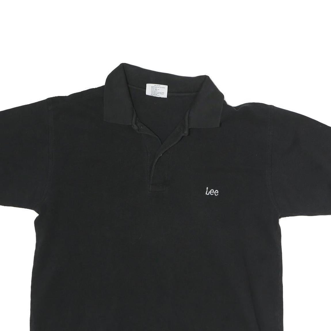 LEE Mens Black Cotton Short Sleeve Polo Shirt M Classic Comfort Casual
