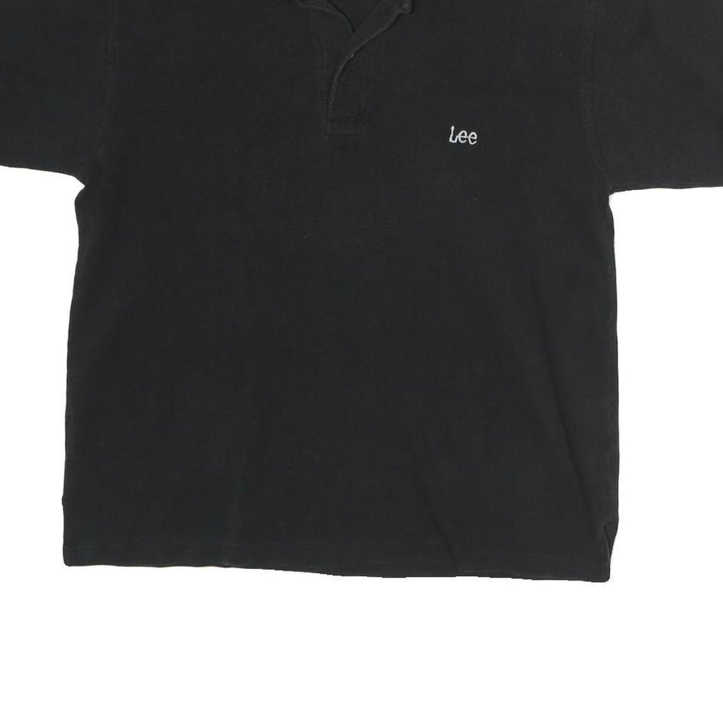 LEE Mens Black Cotton Short Sleeve Polo Shirt M Classic Comfort Casual
