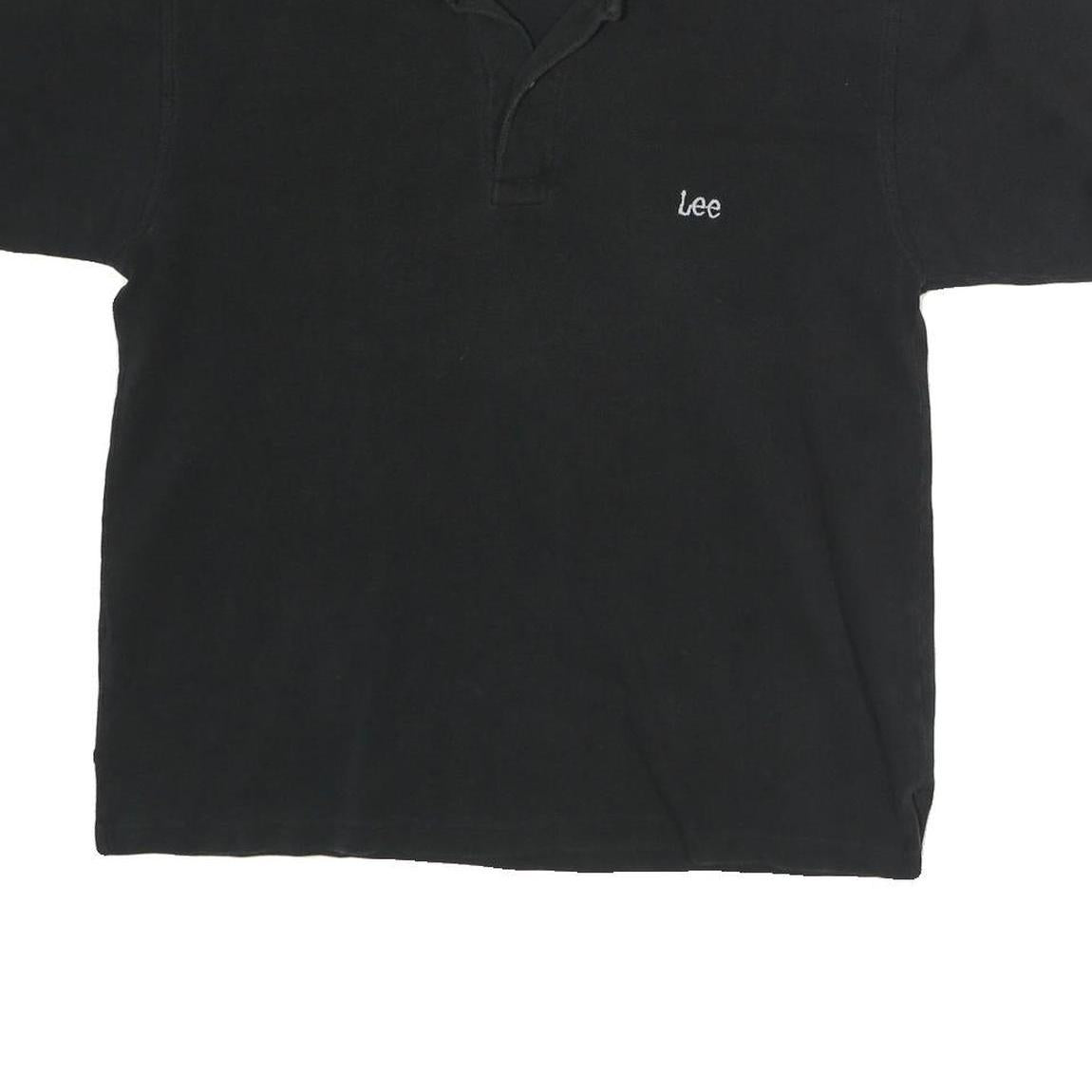 LEE Mens Black Cotton Short Sleeve Polo Shirt M Classic Comfort Casual