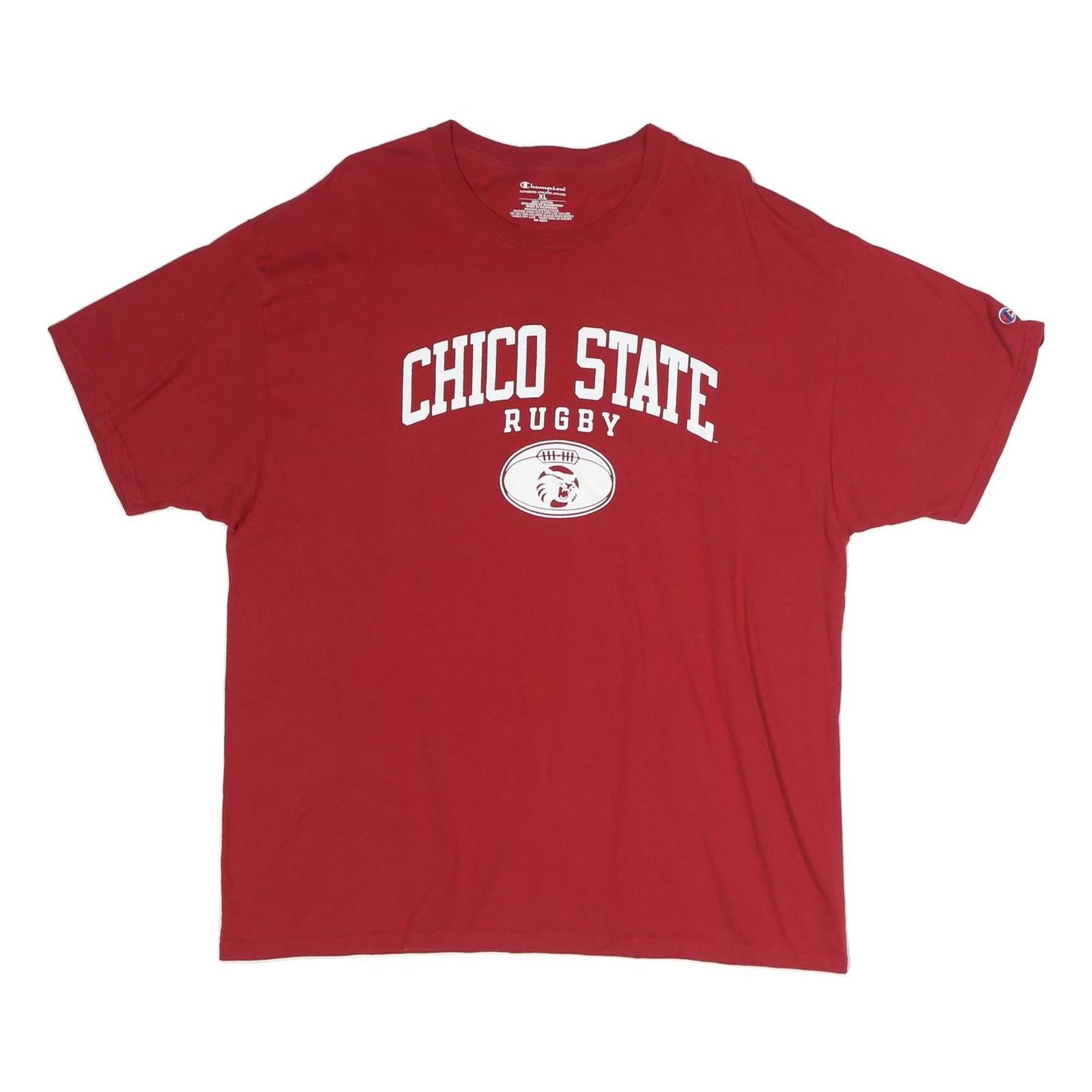 CHAMPION Mens Red Chico State Rugby Graphic T-Shirt XL Short Sleeve Crew Neck