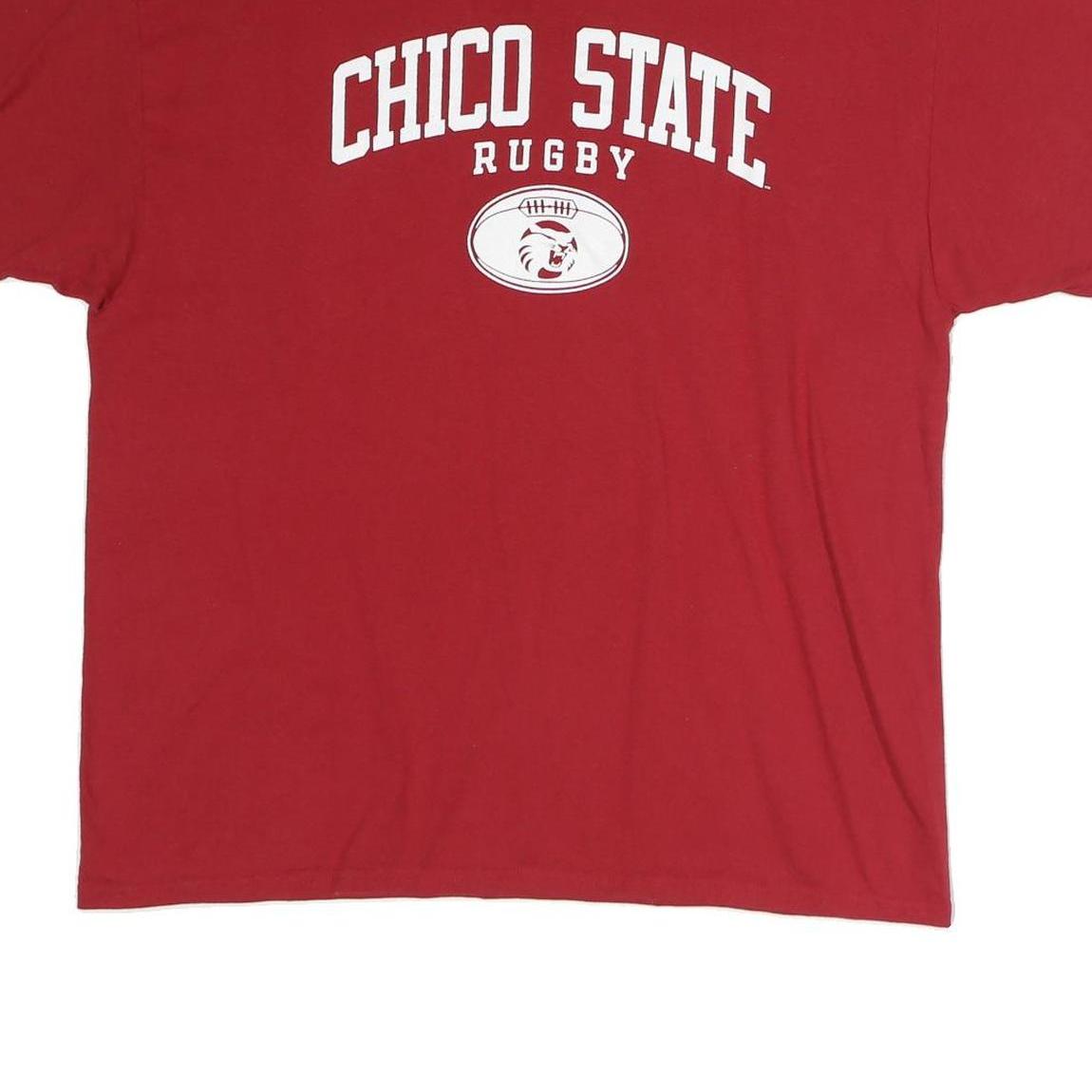 CHAMPION Mens Red Chico State Rugby Graphic T-Shirt XL Short Sleeve Crew Neck