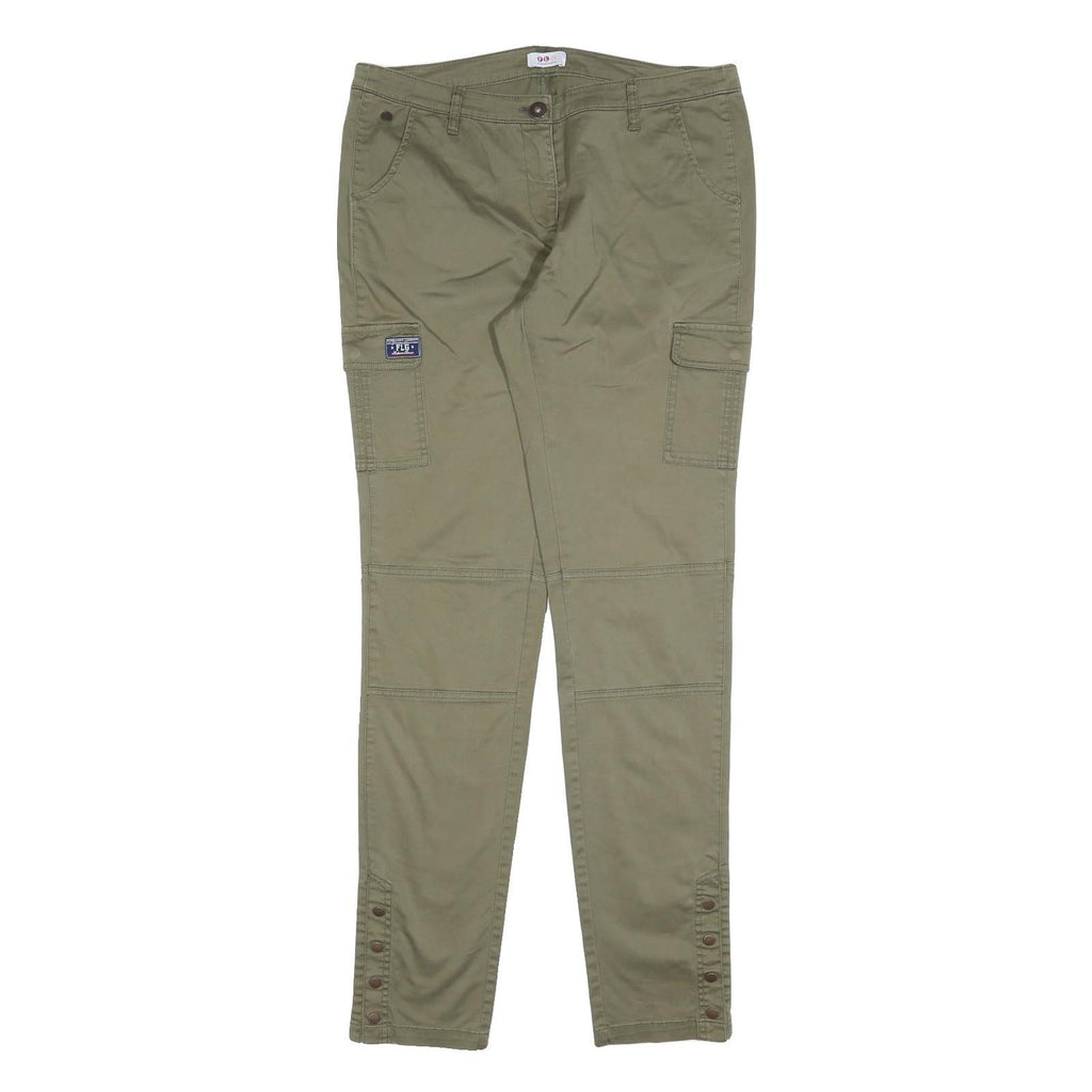 FLASHLIGHTS Womens Cotton Blend Slim Cargo Khaki Trousers W34 L34 Utility Casual