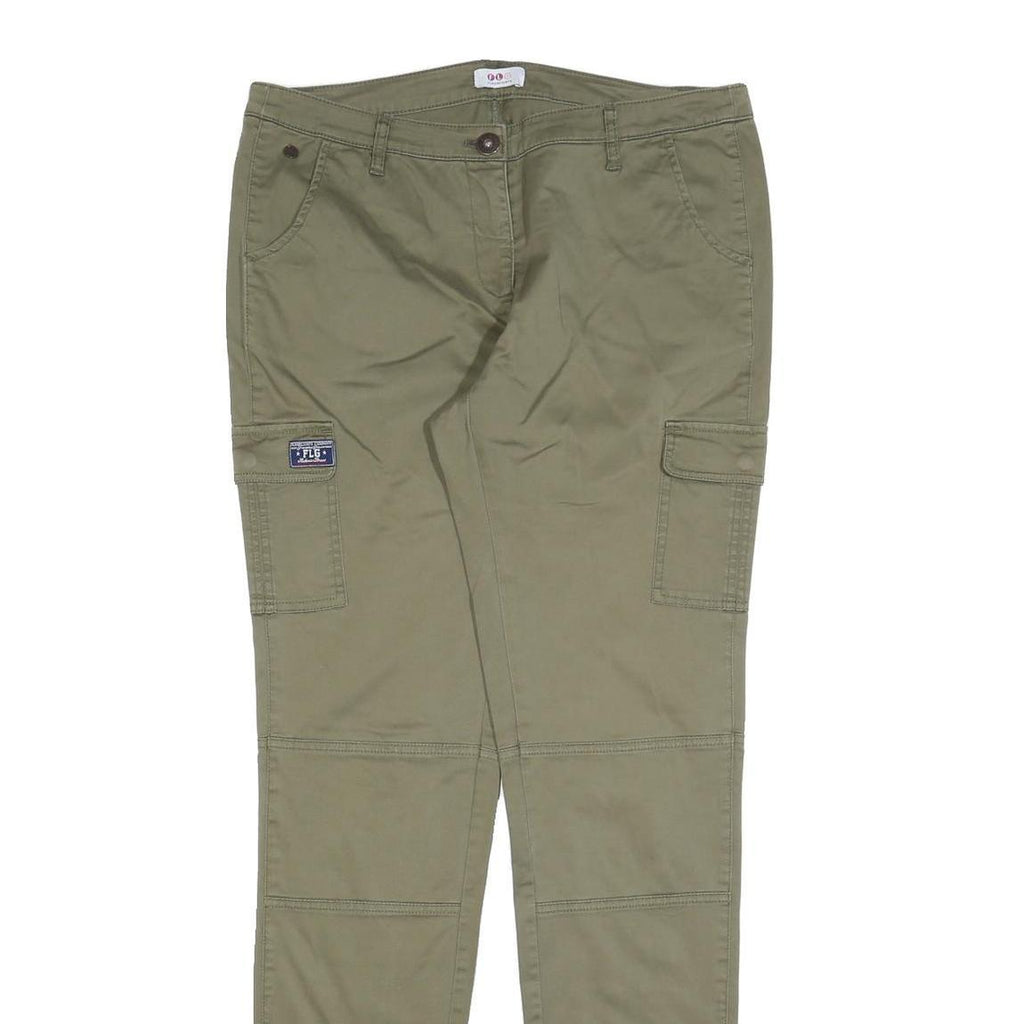 FLASHLIGHTS Womens Cotton Blend Slim Cargo Khaki Trousers W34 L34 Utility Casual