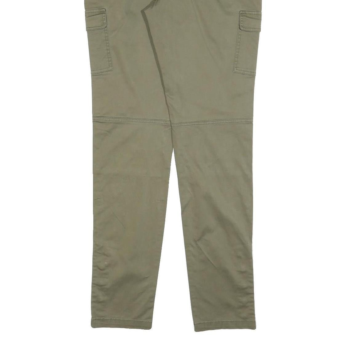 FLASHLIGHTS Womens Cotton Blend Slim Cargo Khaki Trousers W34 L34 Utility Casual