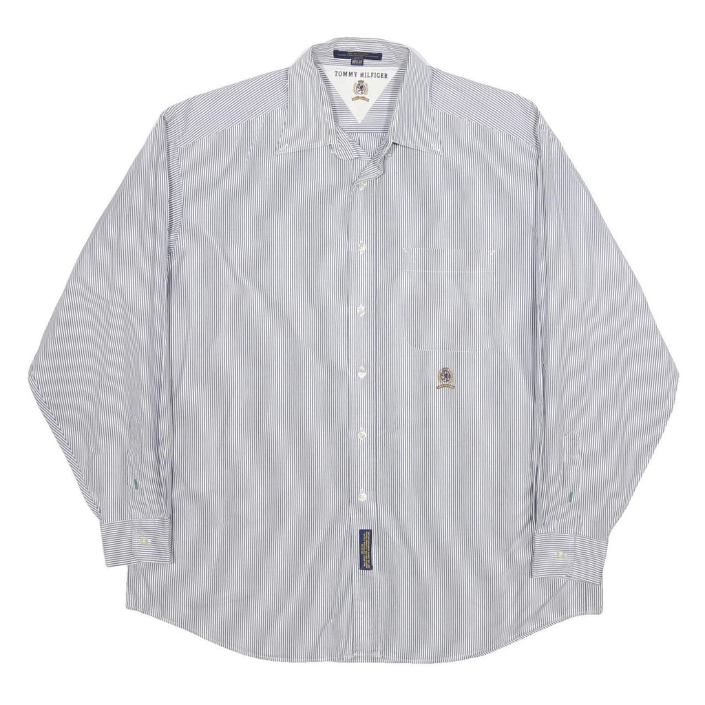 TOMMY HILFIGER Mens Blue Shirt XL Cotton Striped Button Down