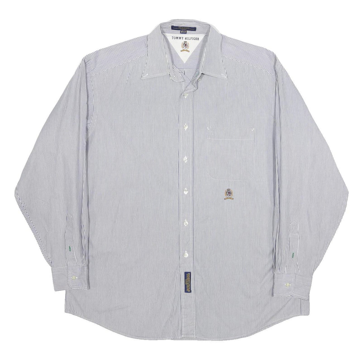 TOMMY HILFIGER Mens Blue Shirt XL Cotton Striped Button Down