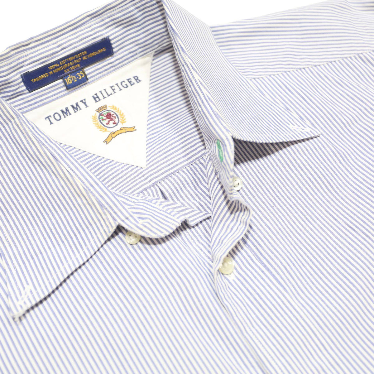 TOMMY HILFIGER Mens Blue Shirt XL Cotton Striped Button Down