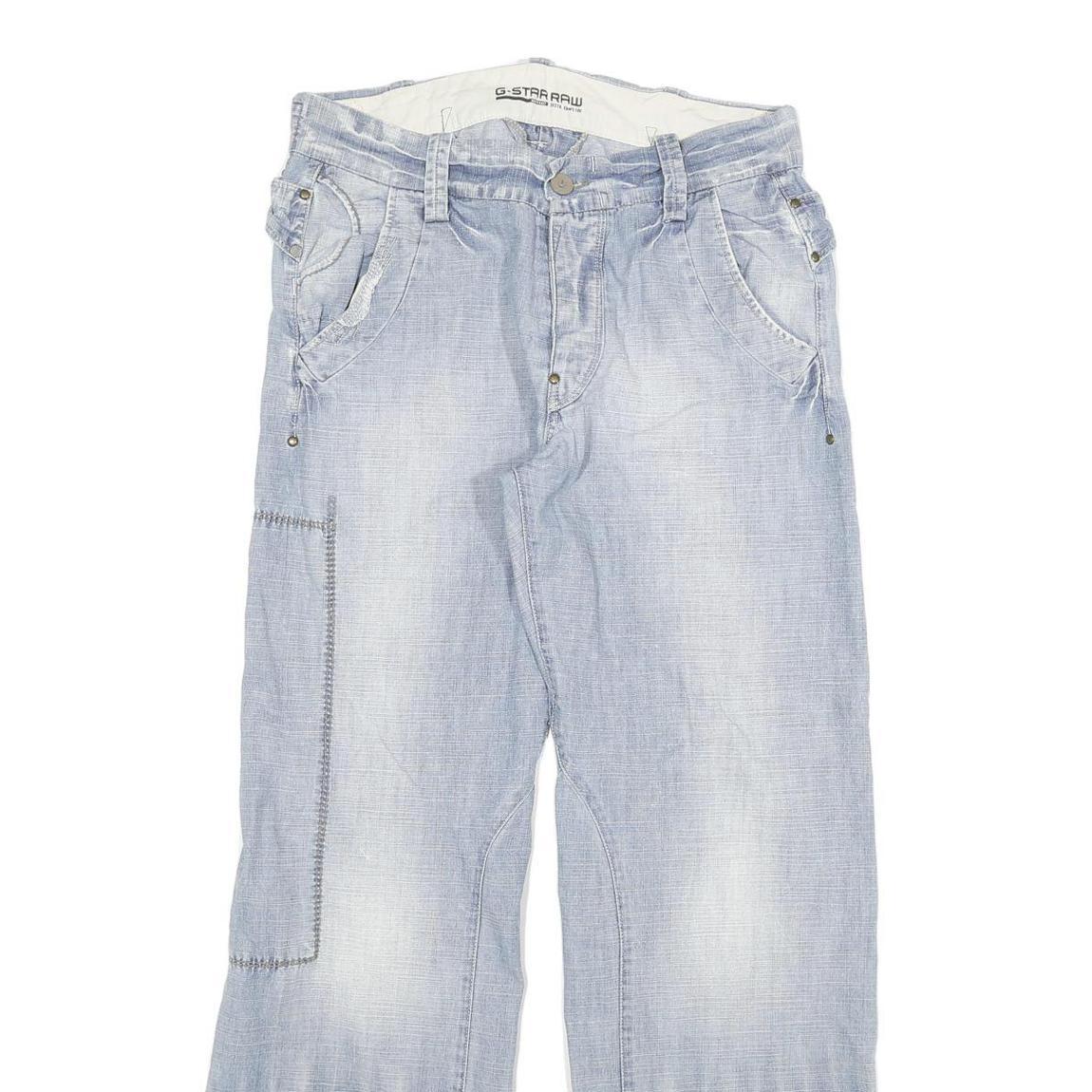 G-STAR Mens Jeans Blue Relaxed Straight Denim Light W32 L32 Button Closure