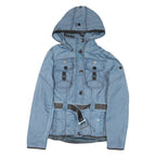 WELLEMSTEYN Womens Blue Outdoor Jacket S Polyester Blend Woven Plain Tailored