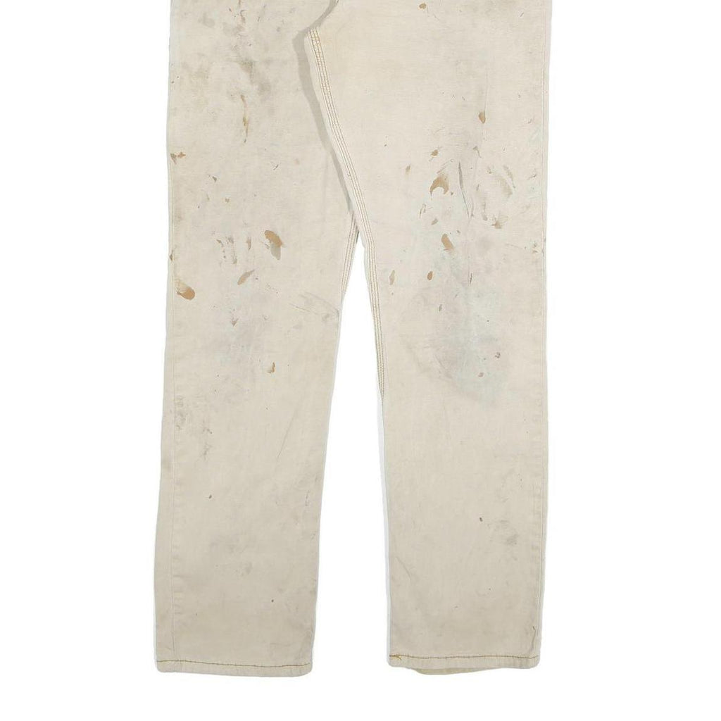 CARHARTT Mens Relaxed Fit Beige Workwear Twill Trousers W34 L34 Durable Zip