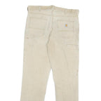 CARHARTT Mens Relaxed Fit Beige Workwear Twill Trousers W34 L34 Durable Zip