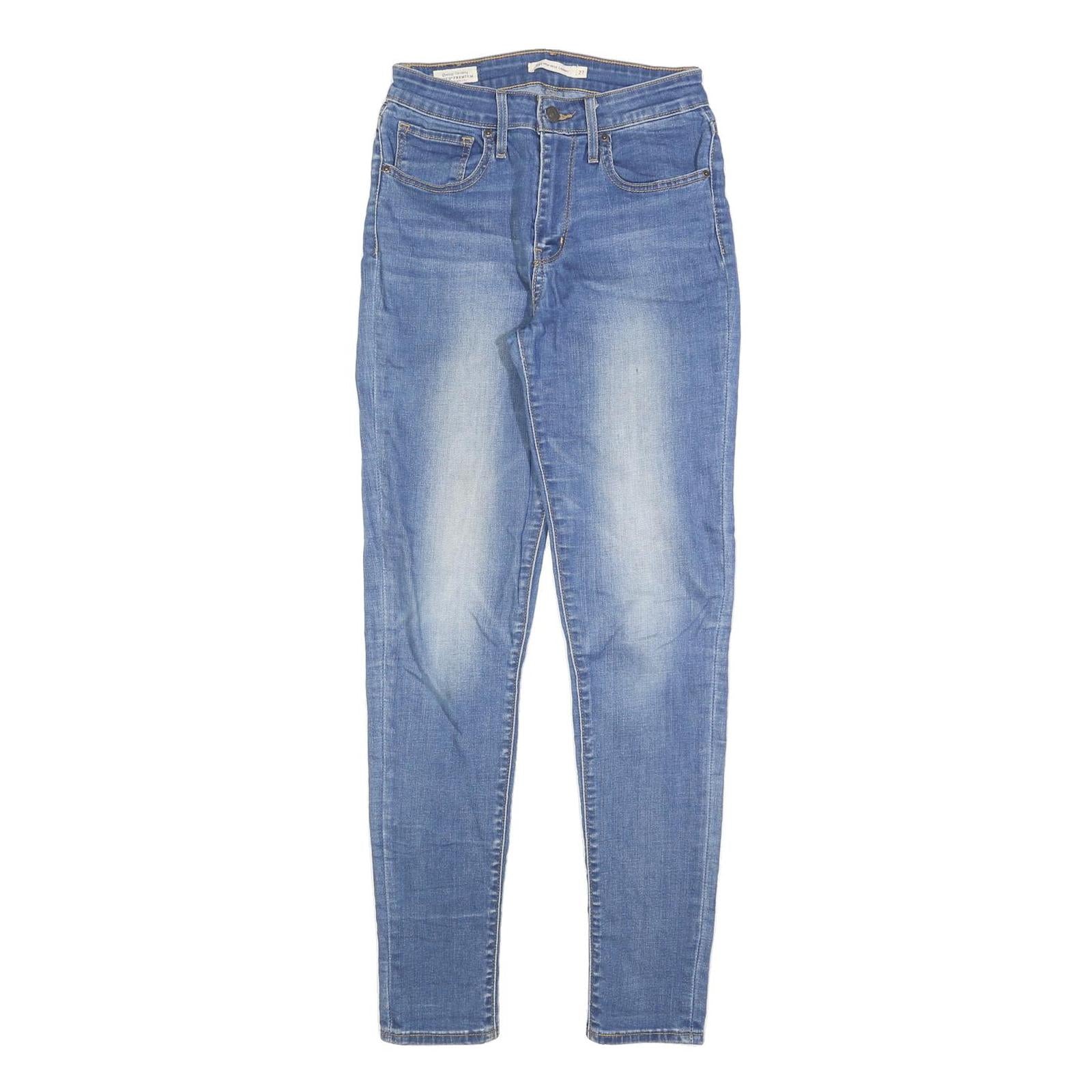 LEVI'S 721 Womens Slim Blue Denim Light W27 L30 Slim Fit Zip Jeans