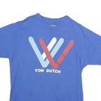 VON DUTCH Mens Blue Graphic T-Shirt L Short Sleeve Crew Neck Cotton Casual