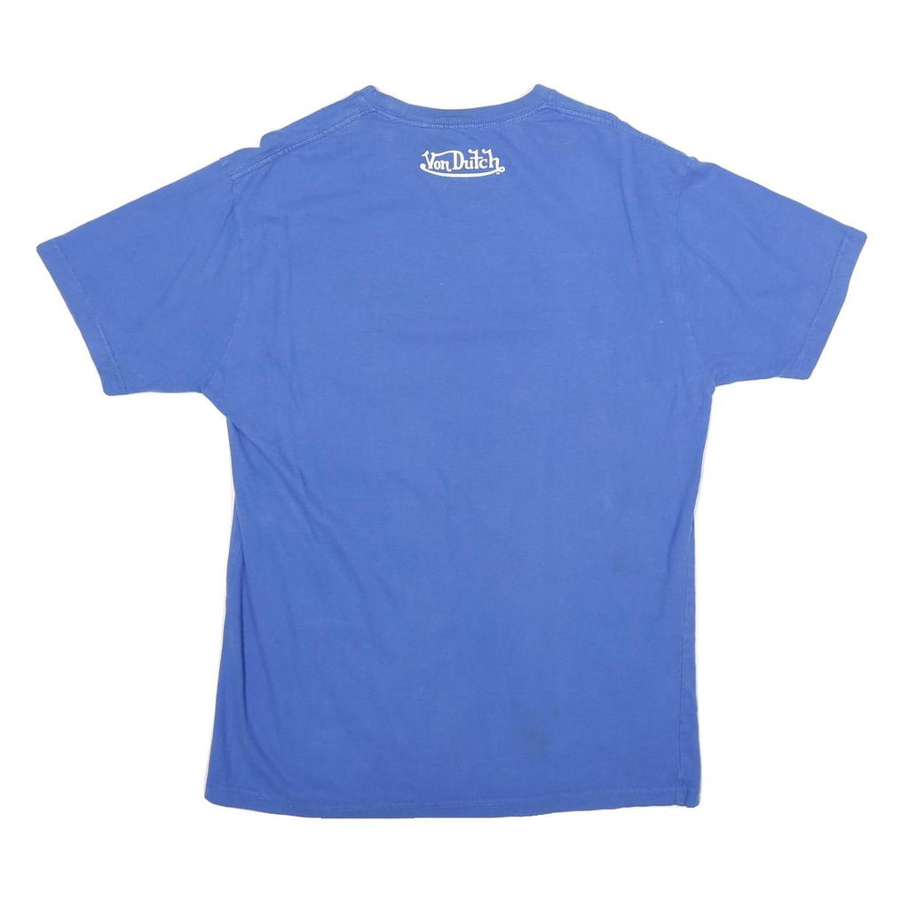 VON DUTCH Mens Blue Graphic T-Shirt L Short Sleeve Crew Neck Cotton Casual
