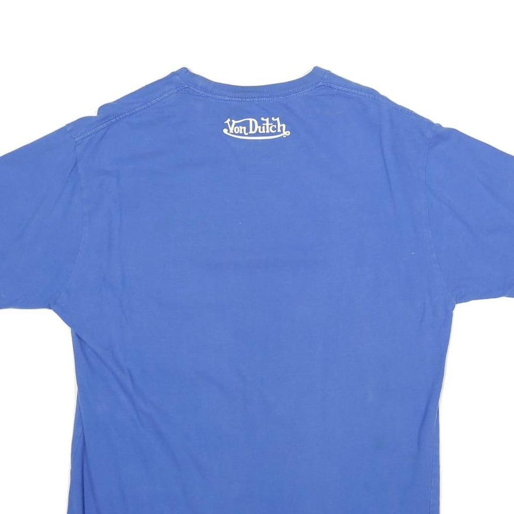 VON DUTCH Mens Blue Graphic T-Shirt L Short Sleeve Crew Neck Cotton Casual