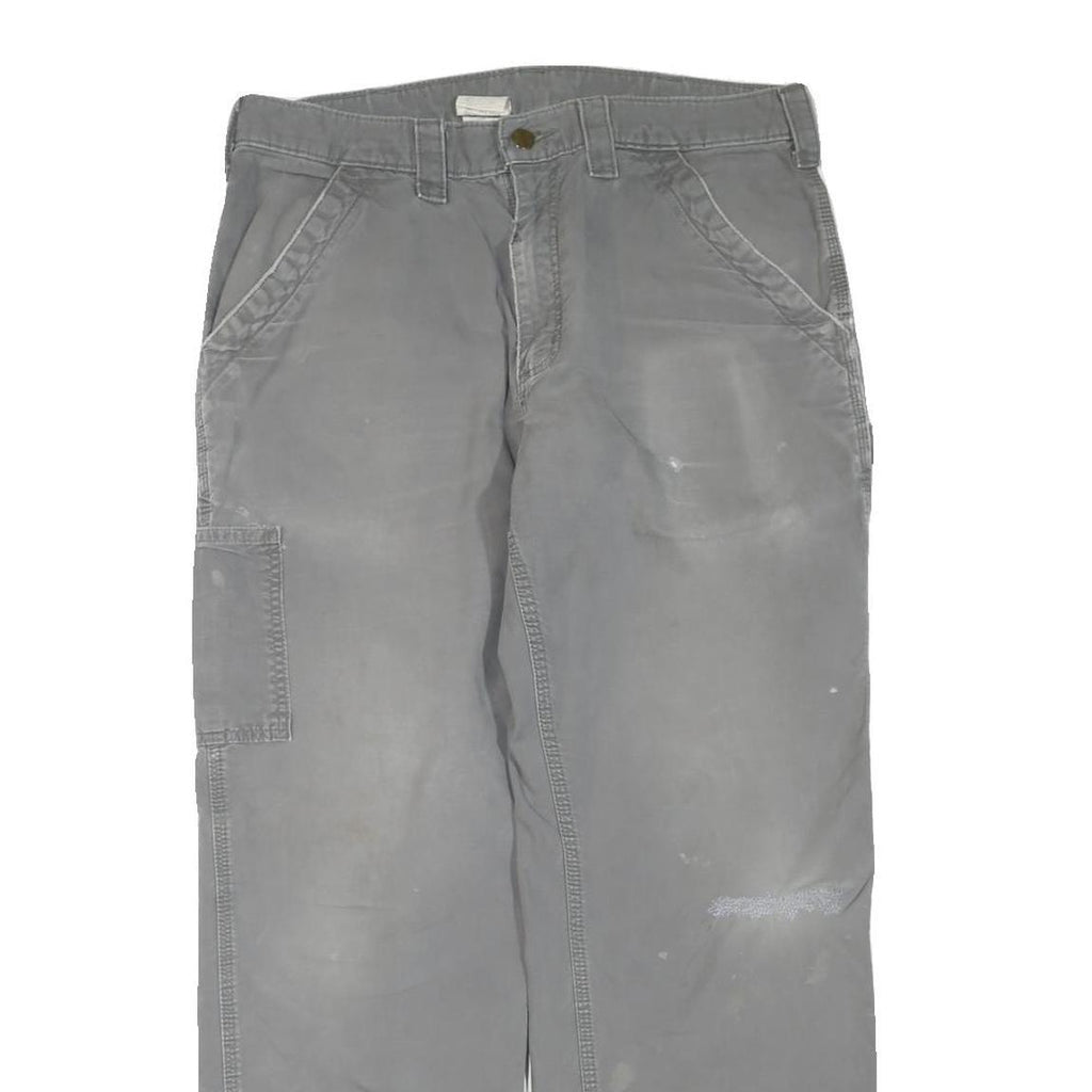 CARHARTT Mens Cotton Blend Grey Regular Straight Trousers W34 L29 Workwear