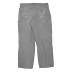 CARHARTT Mens Cotton Blend Grey Regular Straight Trousers W34 L29 Workwear