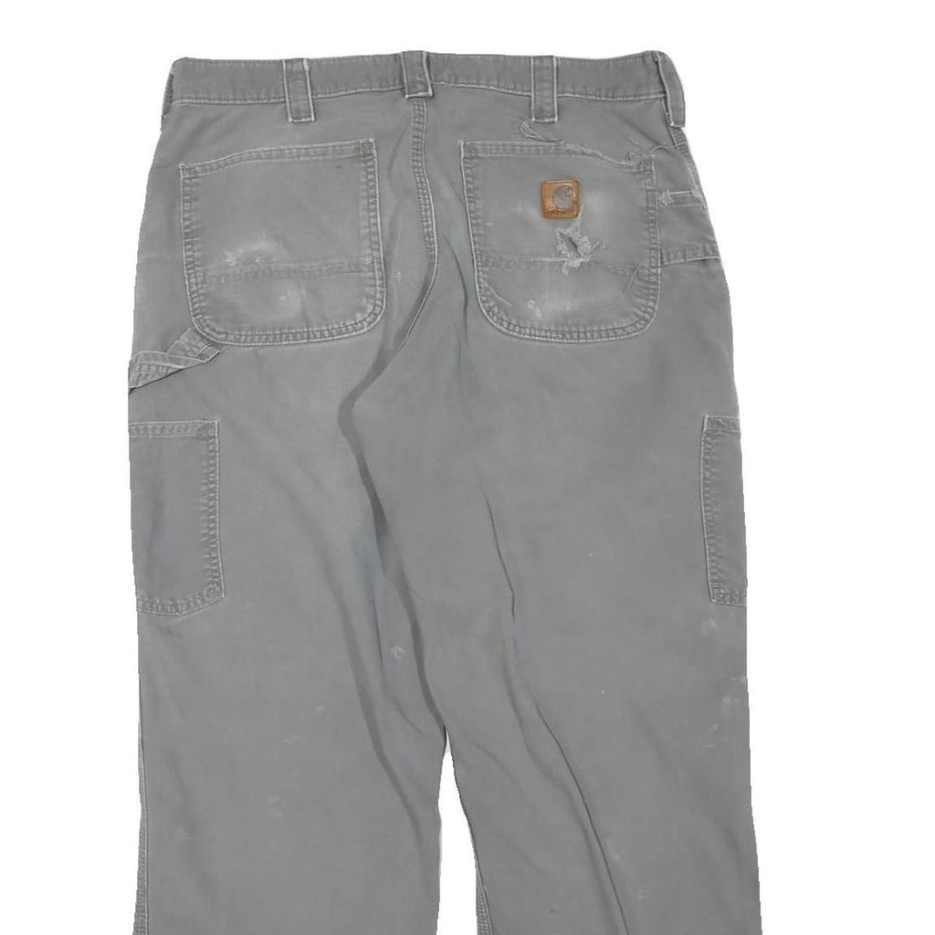 CARHARTT Mens Cotton Blend Grey Regular Straight Trousers W34 L29 Workwear