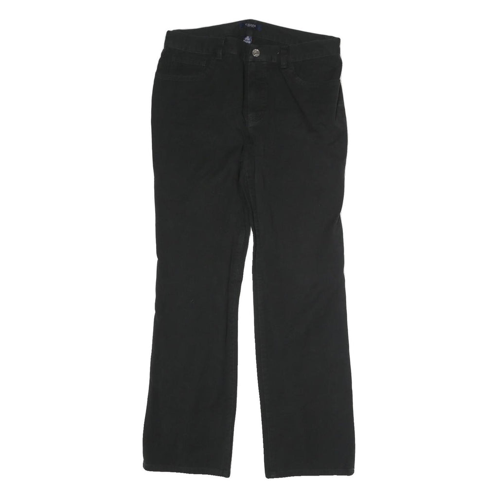 CHAPS Mens Cotton Blend Black Regular Straight Trousers W32 L28 Classic Zip