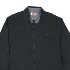 WRANGLER Mens Black Shirt L Cotton Blend Casual Button Up Long Sleeve
