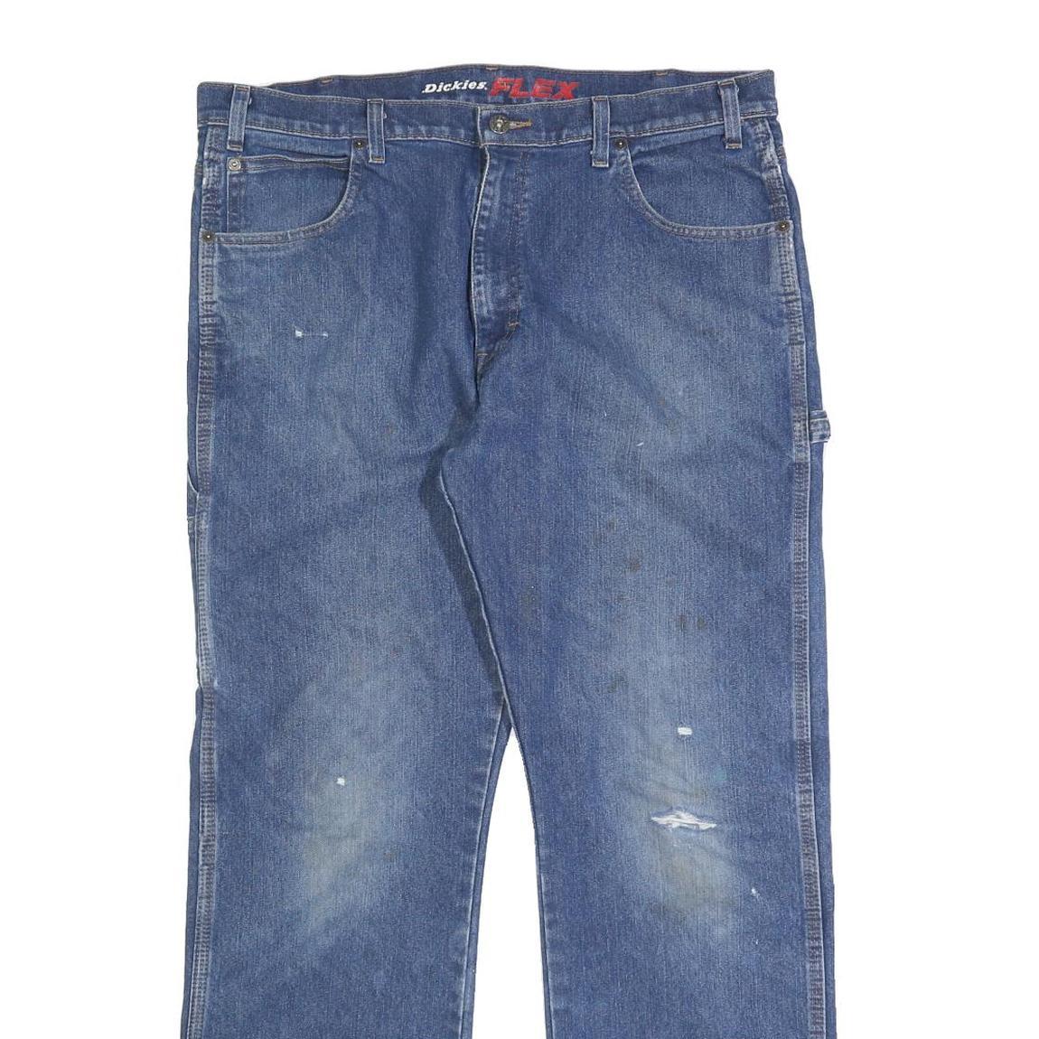 DICKIES Mens Jeans Blue Regular Straight Denim Medium W38 L32 Workwear Utility