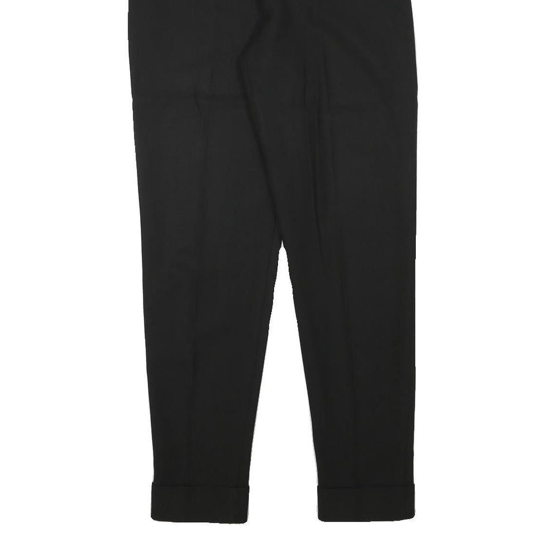 HEXACONE Womens Wool Blend Black Slim Tapered Trousers W24 L28 Stylish Formal