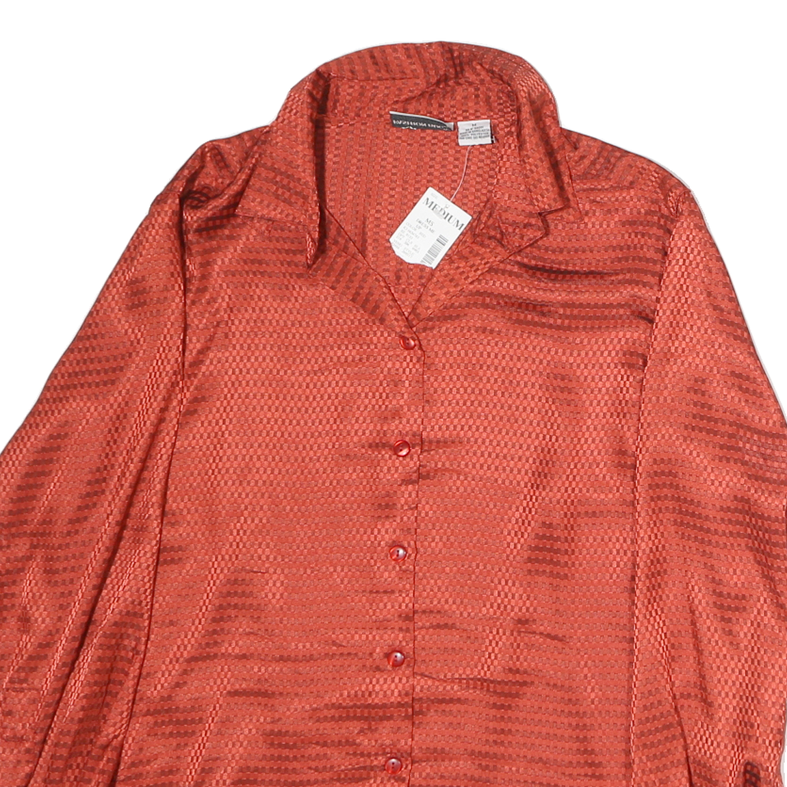 FASHION BUG Womens Red Check Shirt M Button Up Long Sleeve Shirt