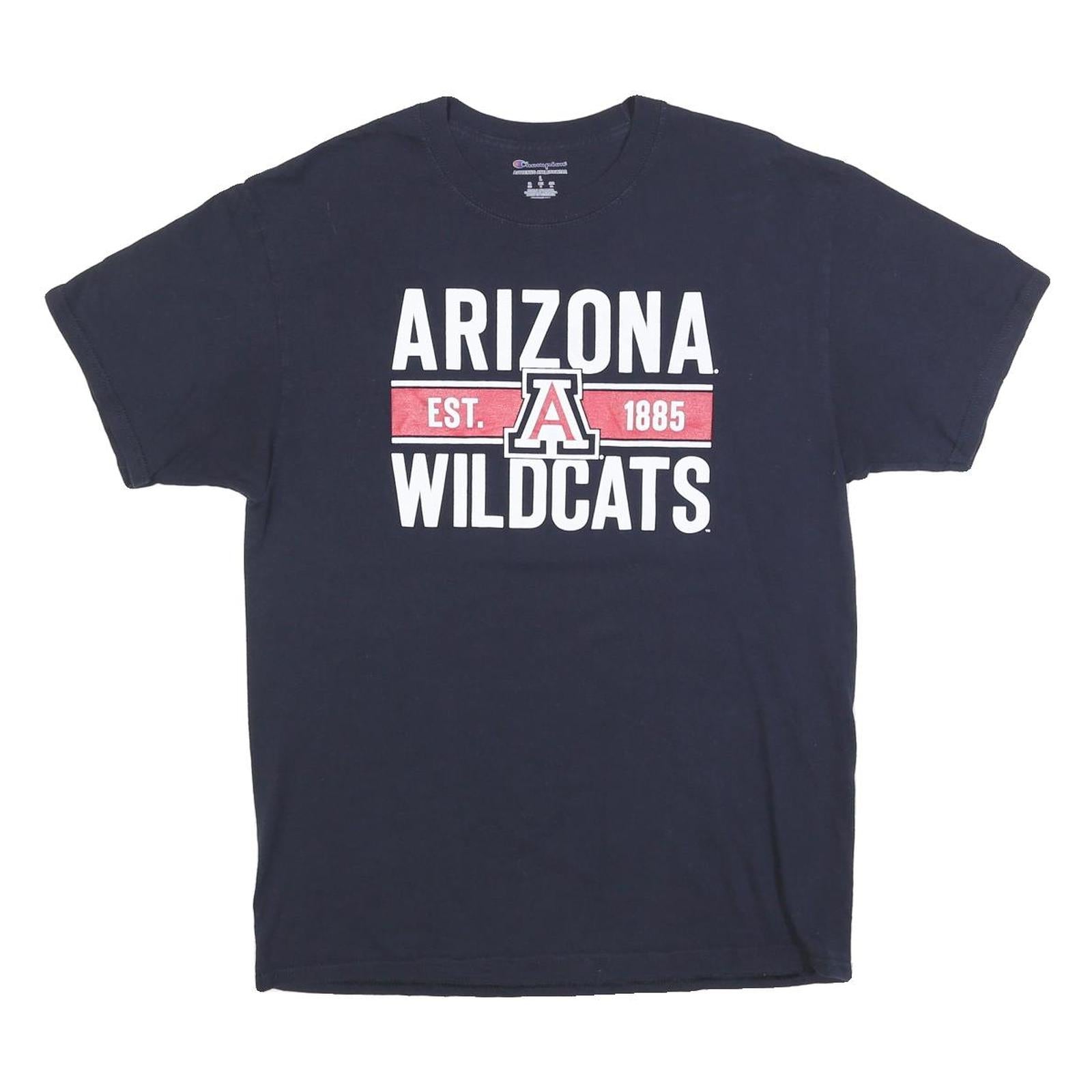CHAMPION Mens Navy Blue Arizona Wildcats Graphic T-Shirt L Short Sleeve Crew