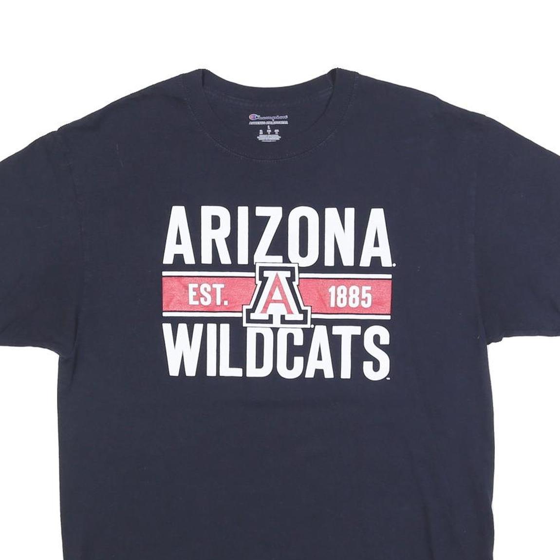CHAMPION Mens Navy Blue Arizona Wildcats Graphic T-Shirt L Short Sleeve Crew