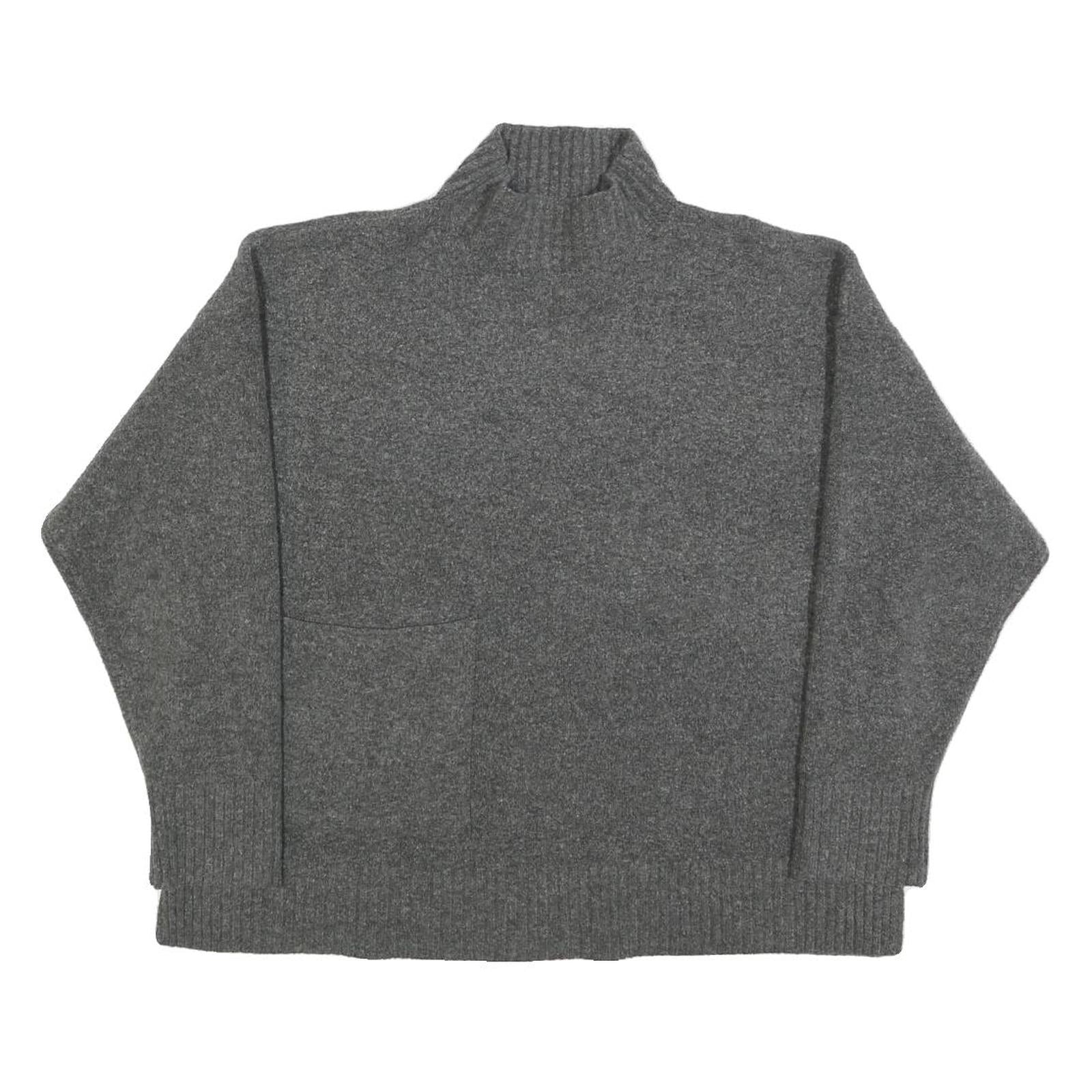 ZARA Womens Grey Plain Pullover Roll Neck Basic Knit S Wool Blend Jumper