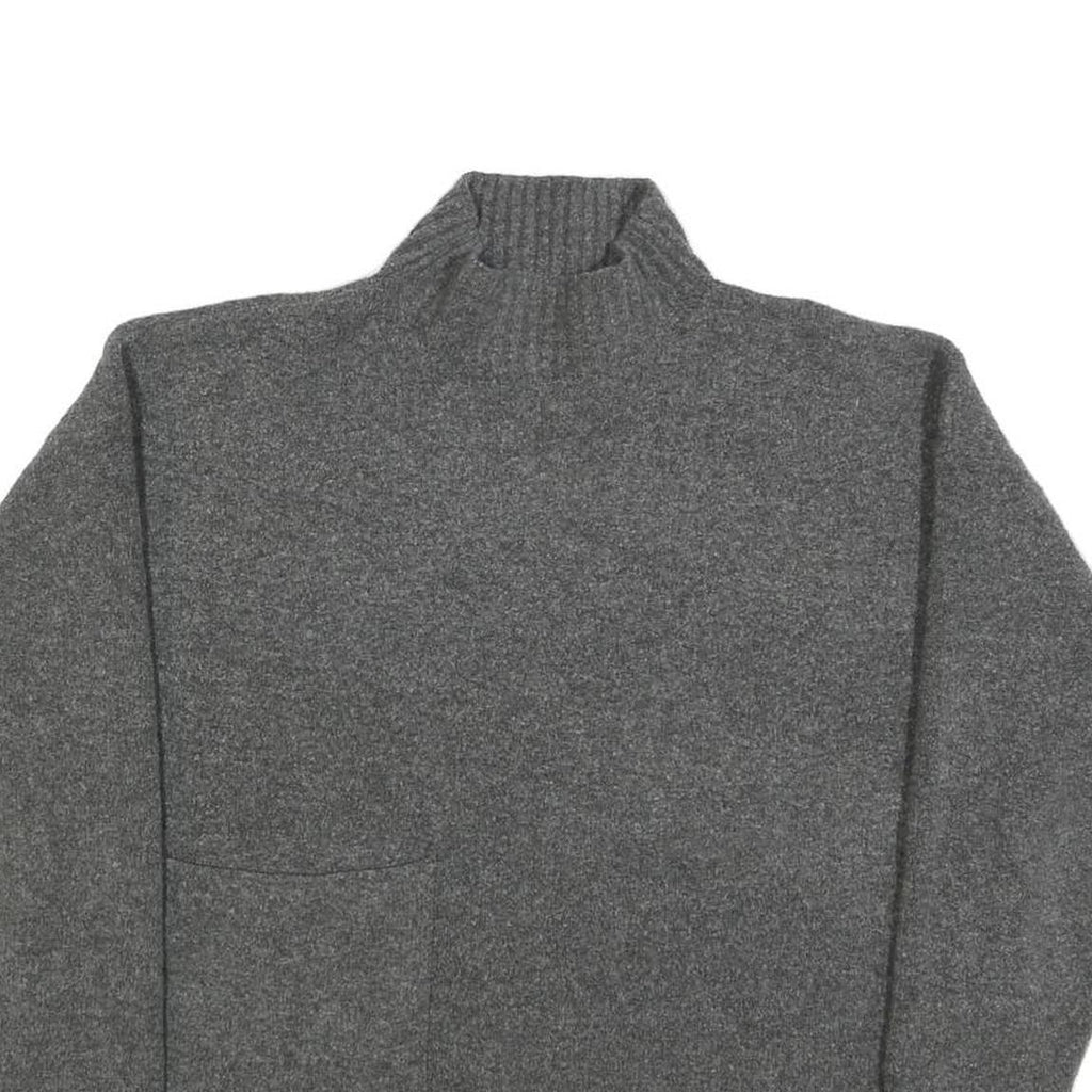 ZARA Womens Grey Plain Pullover Roll Neck Basic Knit S Wool Blend Jumper