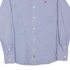 NAPAPIJRI Mens Blue & White Striped Shirt M Cotton Blend Formal Long Sleeve