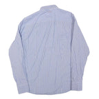 NAPAPIJRI Mens Blue & White Striped Shirt M Cotton Blend Formal Long Sleeve