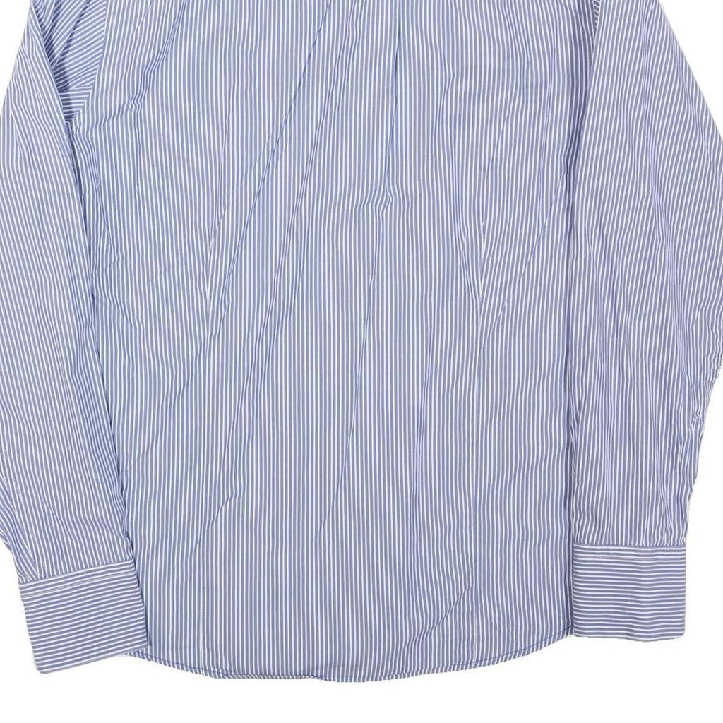 NAPAPIJRI Mens Blue & White Striped Shirt M Cotton Blend Formal Long Sleeve