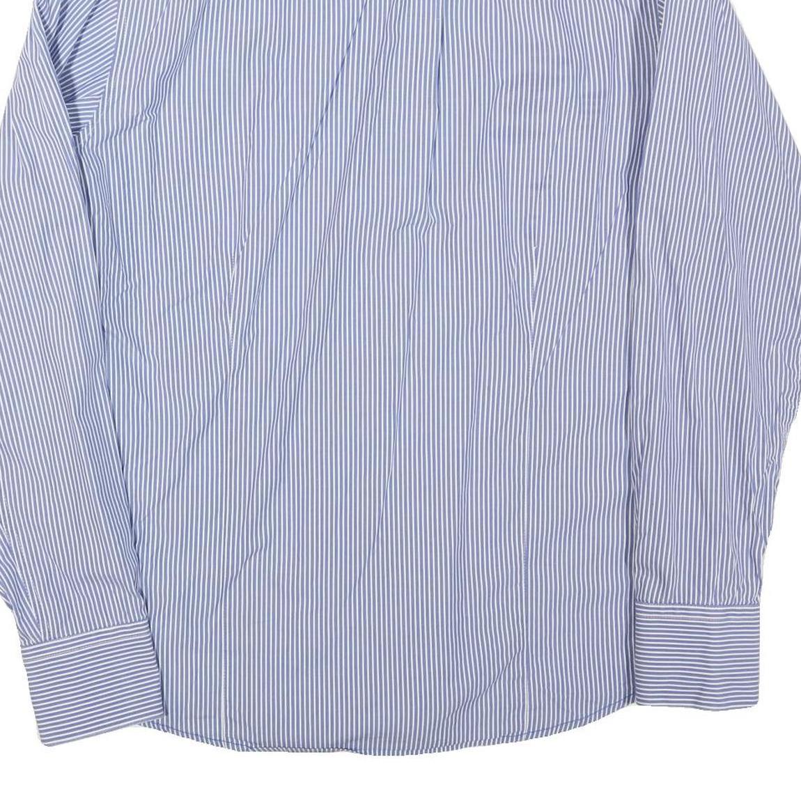 NAPAPIJRI Mens Blue & White Striped Shirt M Cotton Blend Formal Long Sleeve