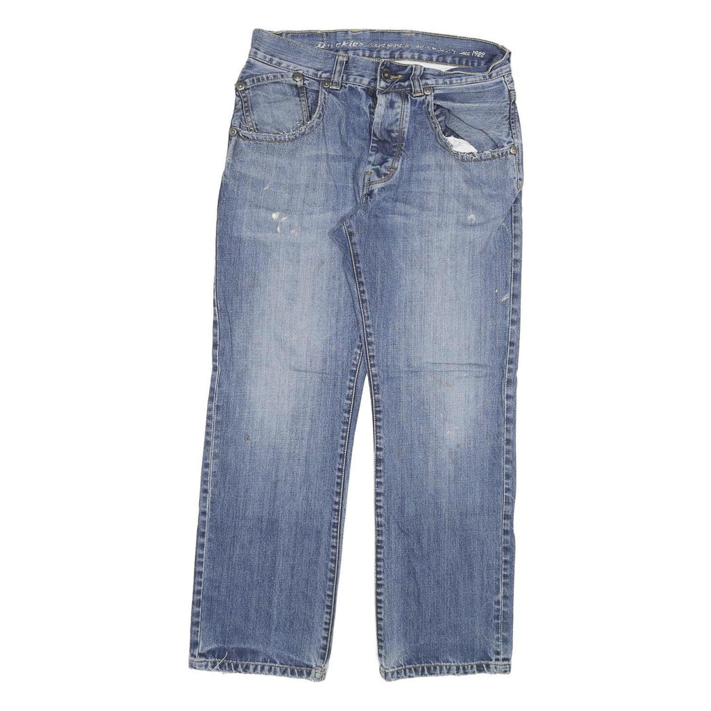 DICKIES Mens Jeans Blue Regular Straight Denim Light W30 L29 Zip Cotton Blend